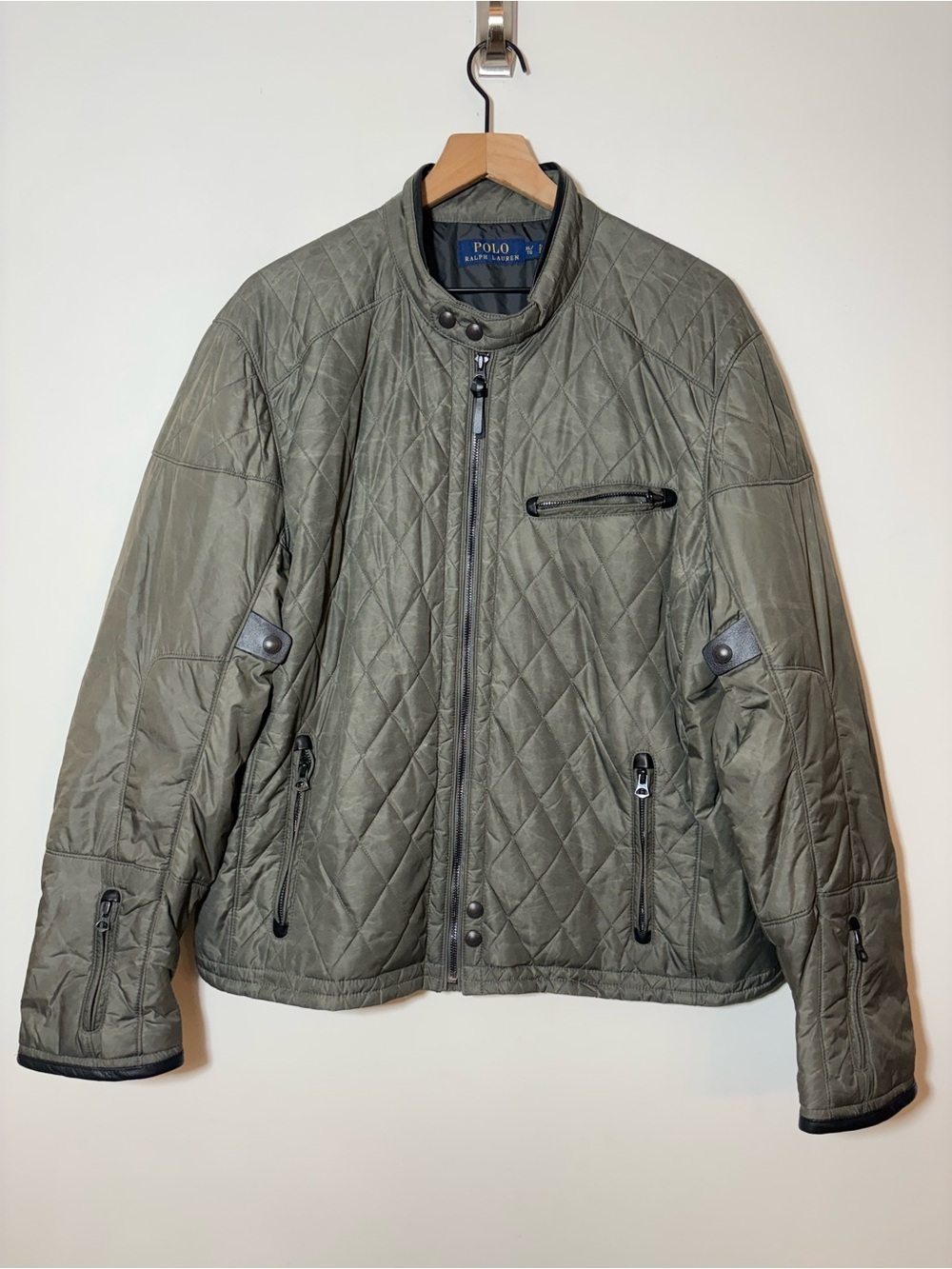 Polo Ralph Lauren Motorcycle Cafe Racer Jacket Mens XL Quilted Moto Racing